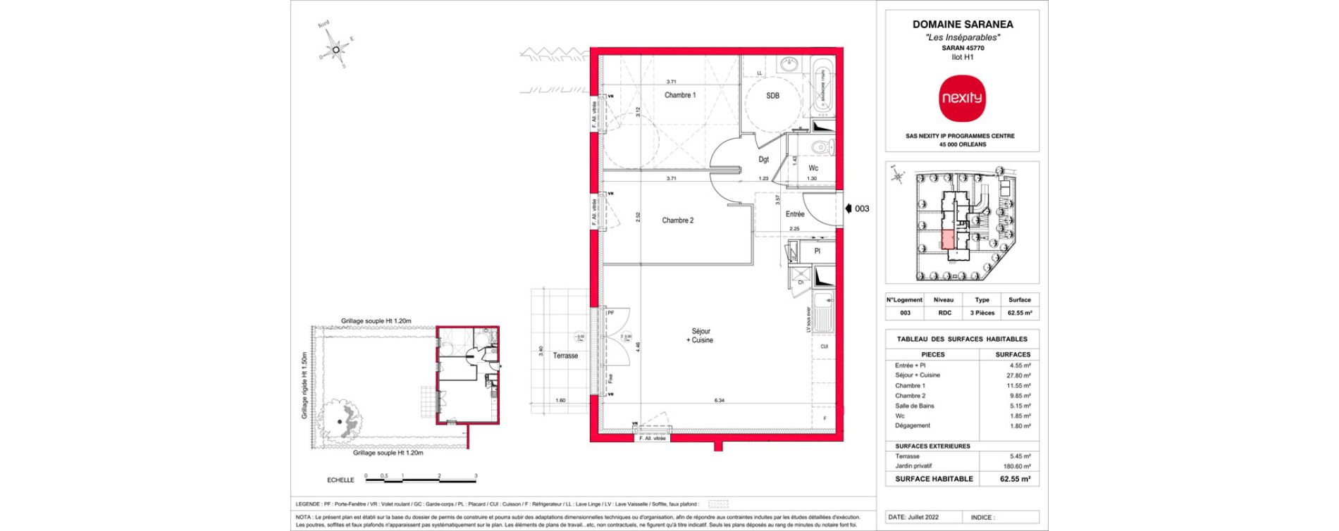 Appartement T3 de 62,55 m2 &agrave; Saran Centre