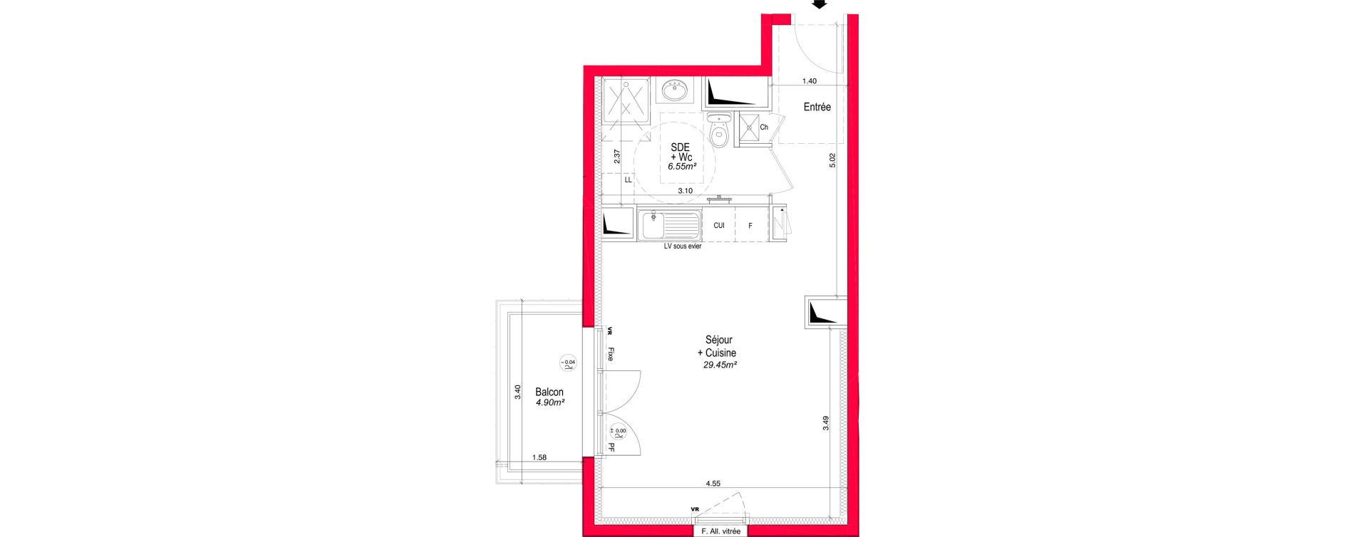 Appartement T1 de 36,00 m2 &agrave; Saran Centre