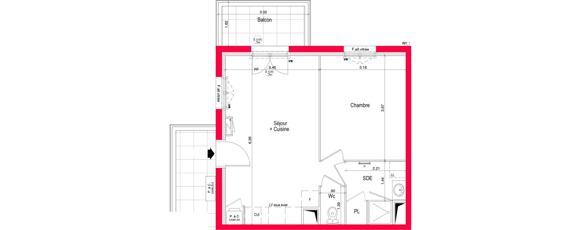 Appartement T2 de 39,70 m2 &agrave; Saran Centre