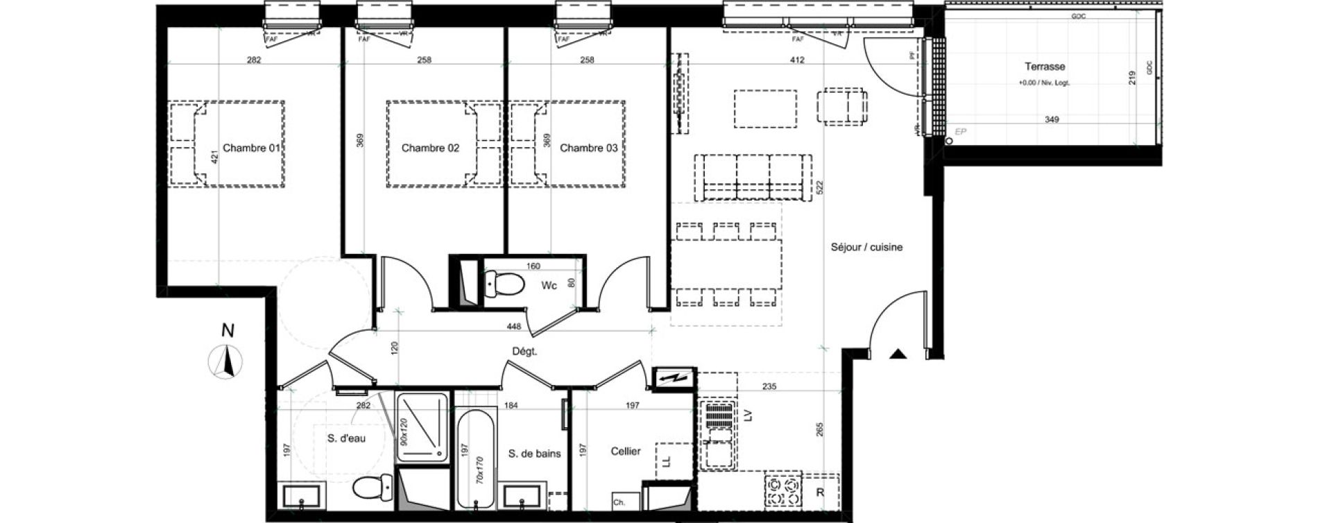 Appartement T4 de 82,82 m2 &agrave; Saran Centre