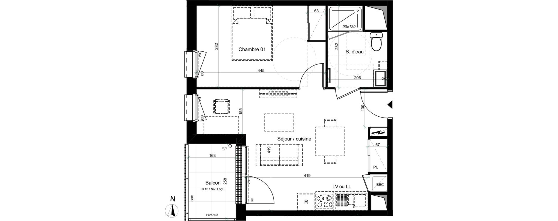 Appartement T2 de 39,92 m2 &agrave; Saran Centre