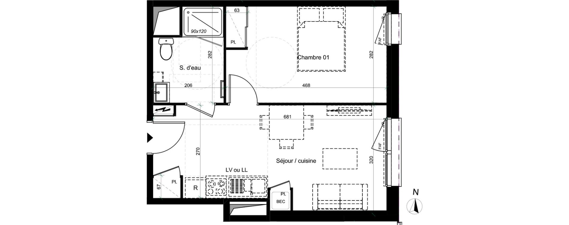 Appartement T2 de 37,60 m2 &agrave; Saran Centre