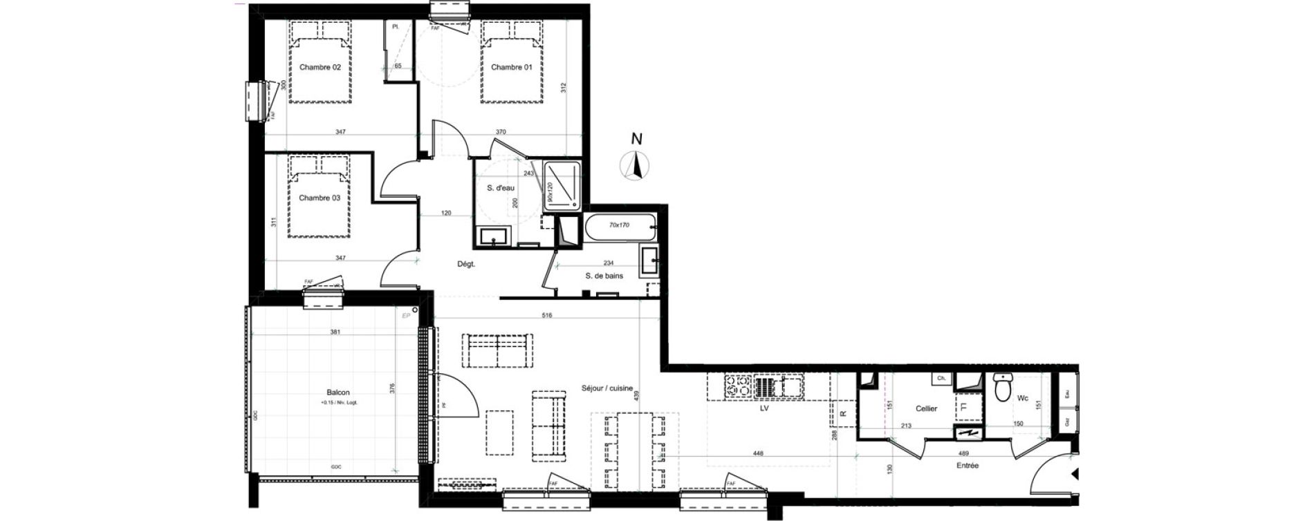 Appartement T4 de 93,85 m2 &agrave; Saran Centre
