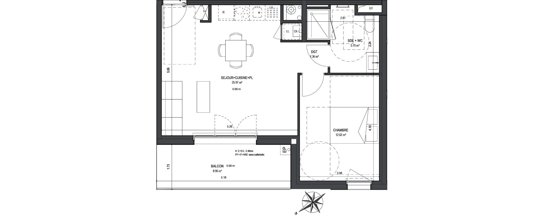 Appartement T2 de 45,71 m2 &agrave; Saran Centre