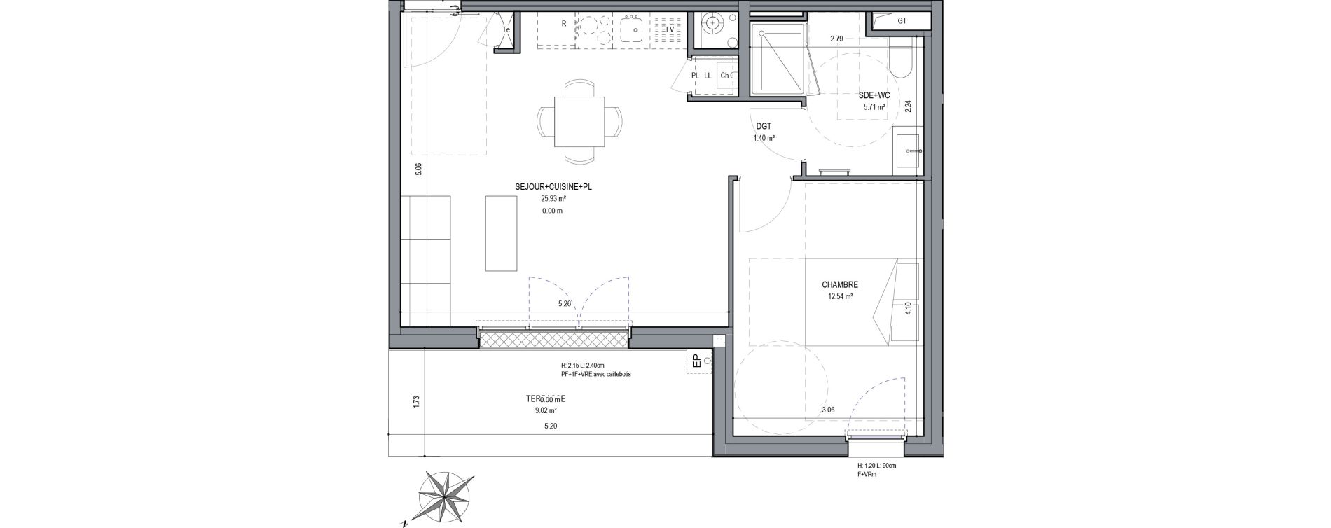 Appartement T2 de 45,59 m2 &agrave; Saran Centre