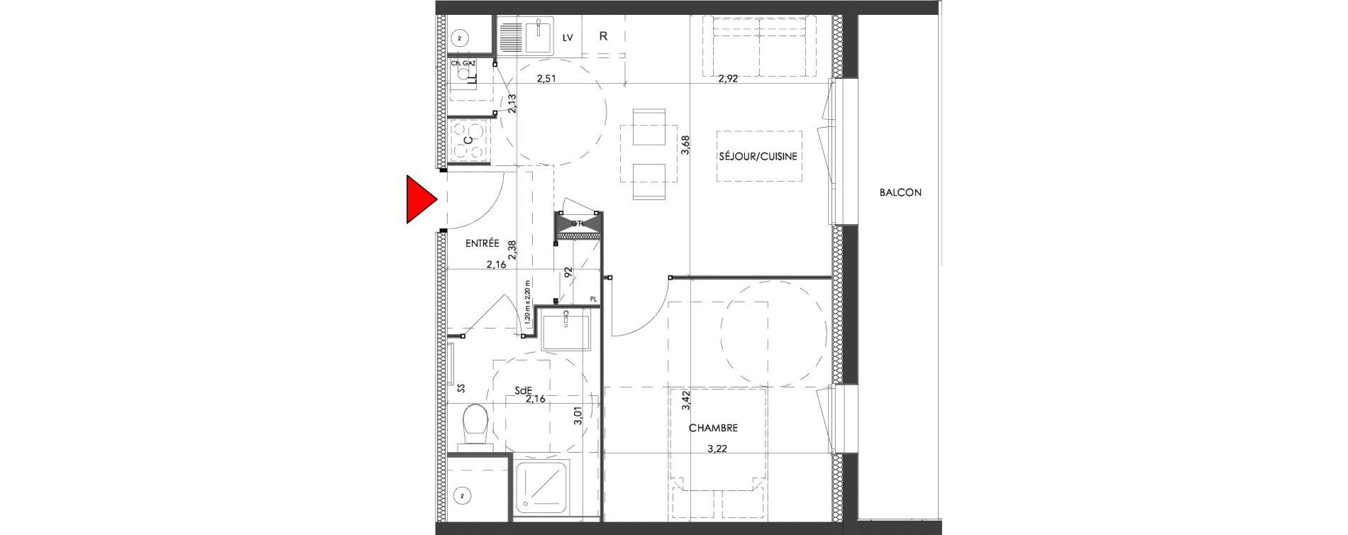 Appartement T2 de 36,55 m2 &agrave; Saran Centre