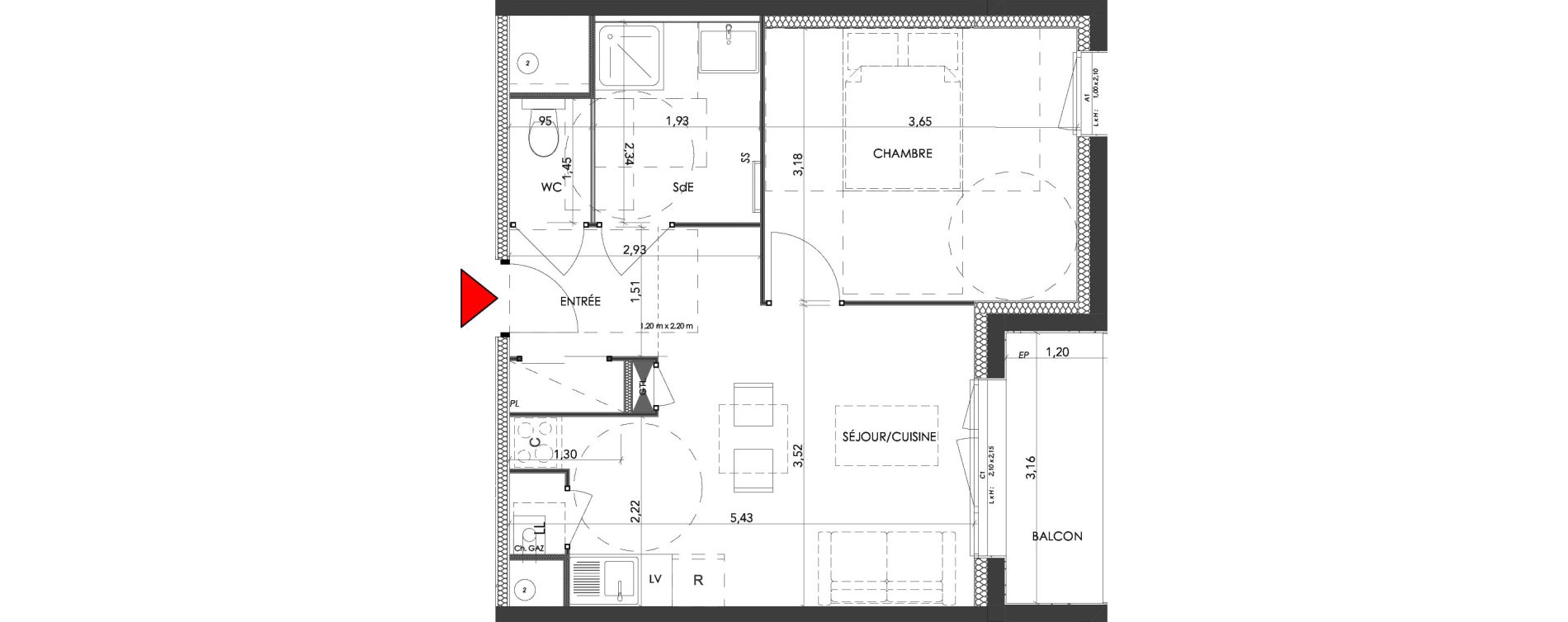 Appartement T2 de 38,54 m2 &agrave; Saran Centre
