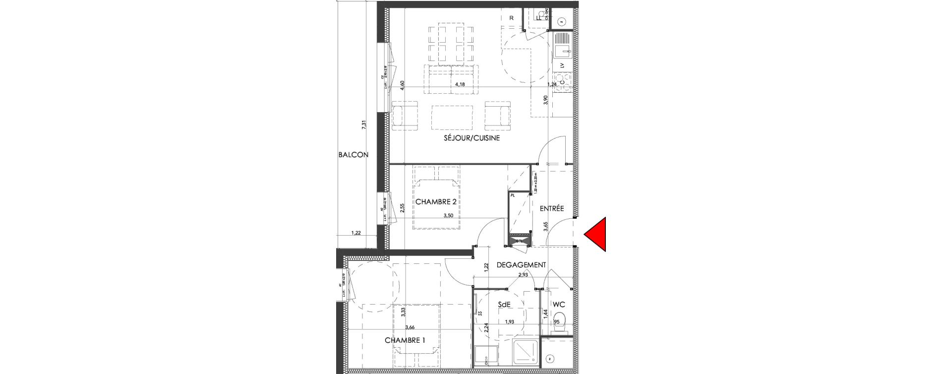 Appartement T3 de 58,51 m2 &agrave; Saran Centre