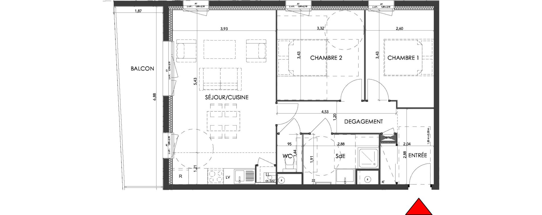 Appartement T3 de 63,57 m2 &agrave; Saran Centre