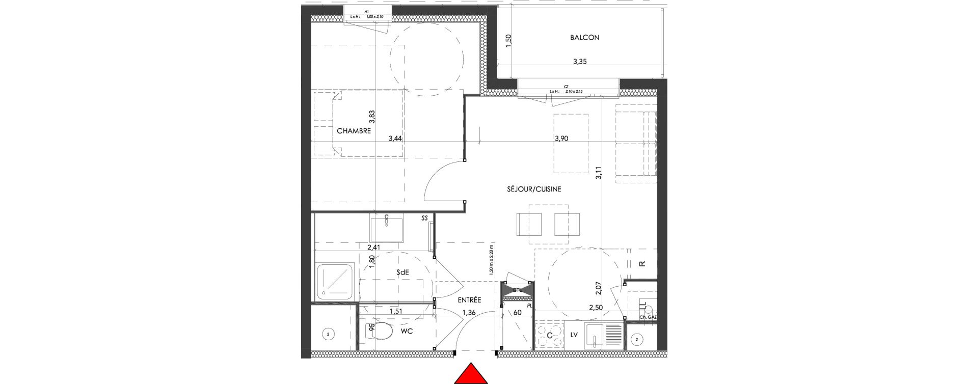 Appartement T2 de 39,38 m2 &agrave; Saran Centre