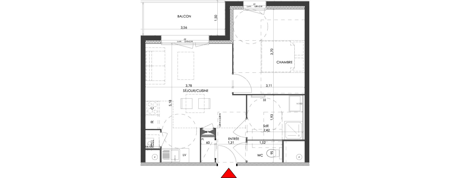 Appartement T2 de 38,33 m2 &agrave; Saran Centre