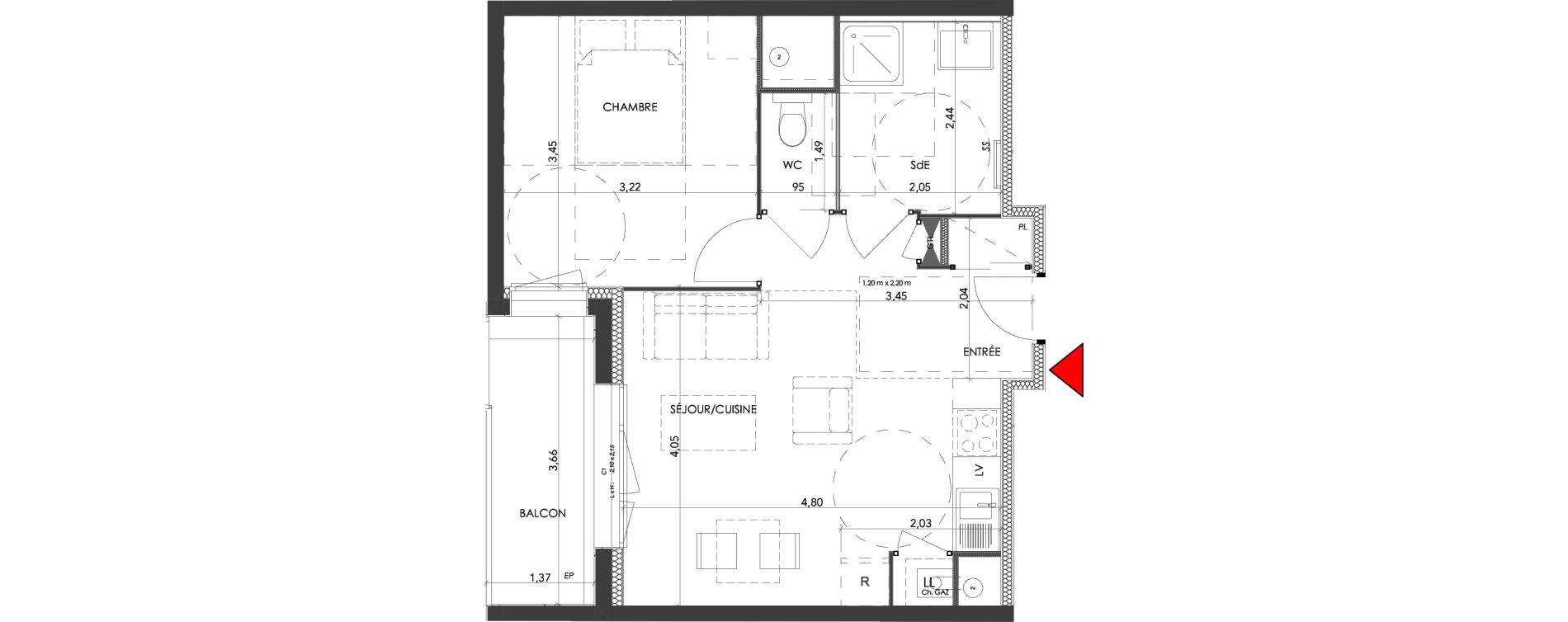 Appartement T2 de 39,90 m2 &agrave; Saran Centre