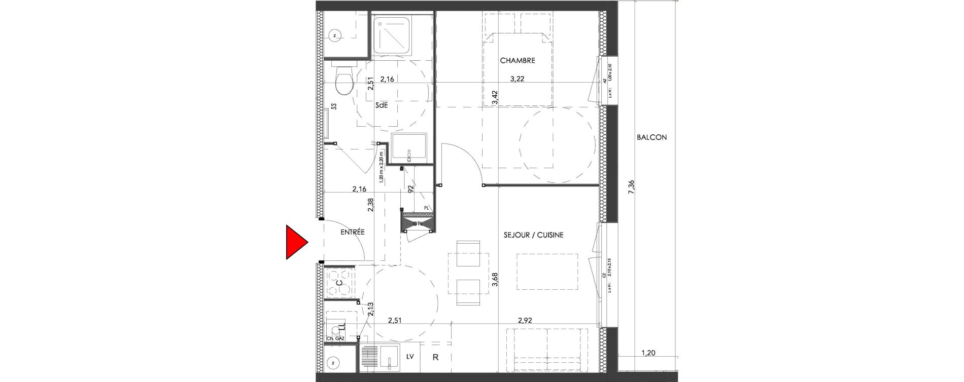 Appartement T2 de 36,65 m2 &agrave; Saran Centre