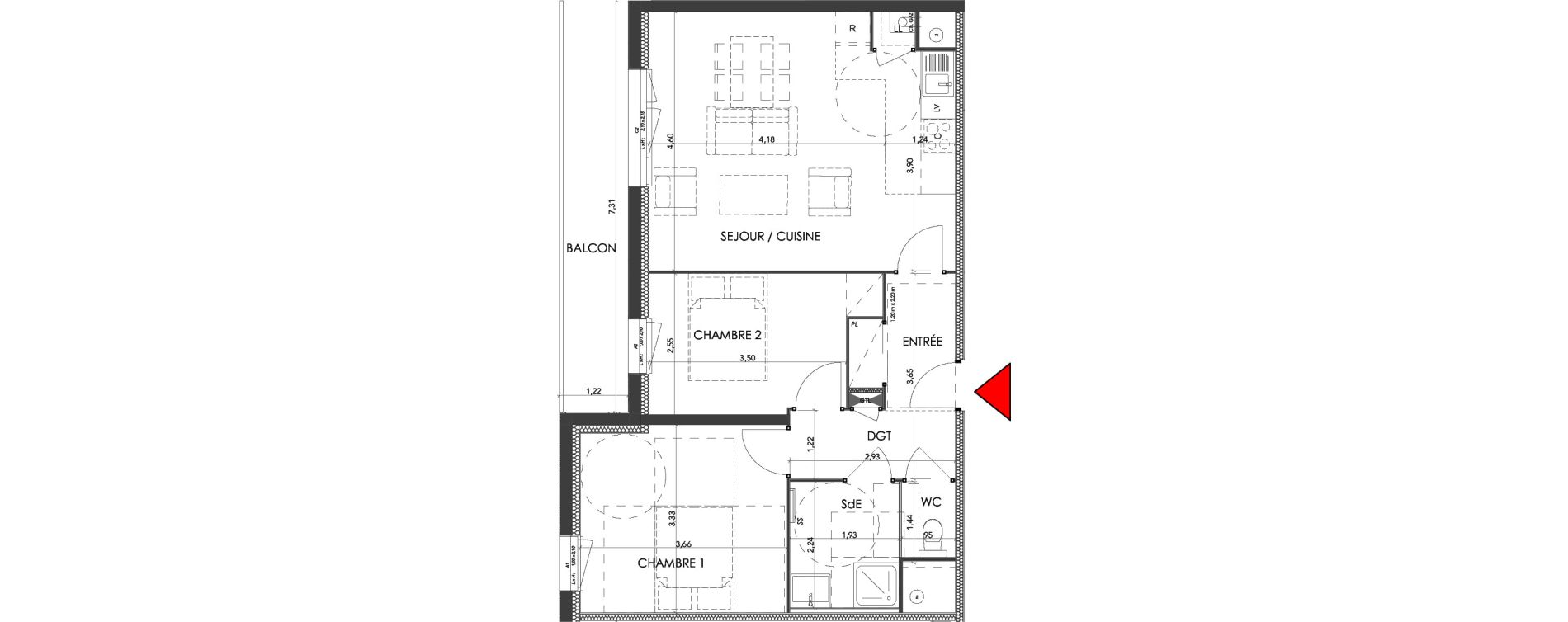 Appartement T3 de 58,51 m2 &agrave; Saran Centre
