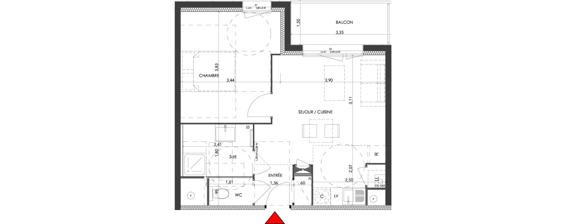 Appartement T2 de 39,48 m2 &agrave; Saran Centre