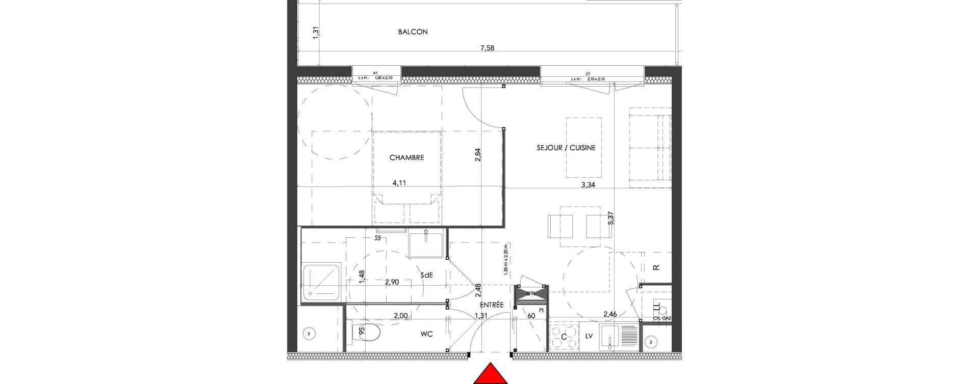 Appartement T2 de 37,90 m2 &agrave; Saran Centre