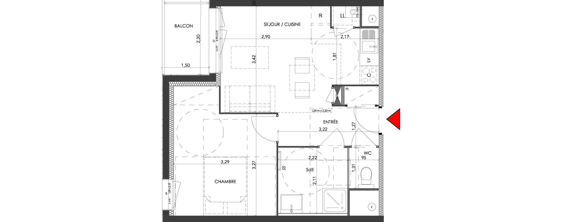 Appartement T2 de 38,02 m2 &agrave; Saran Centre