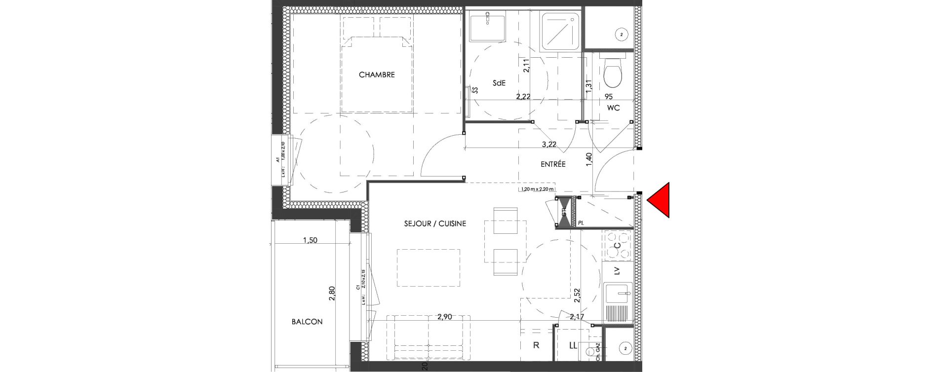 Appartement T2 de 37,21 m2 &agrave; Saran Centre