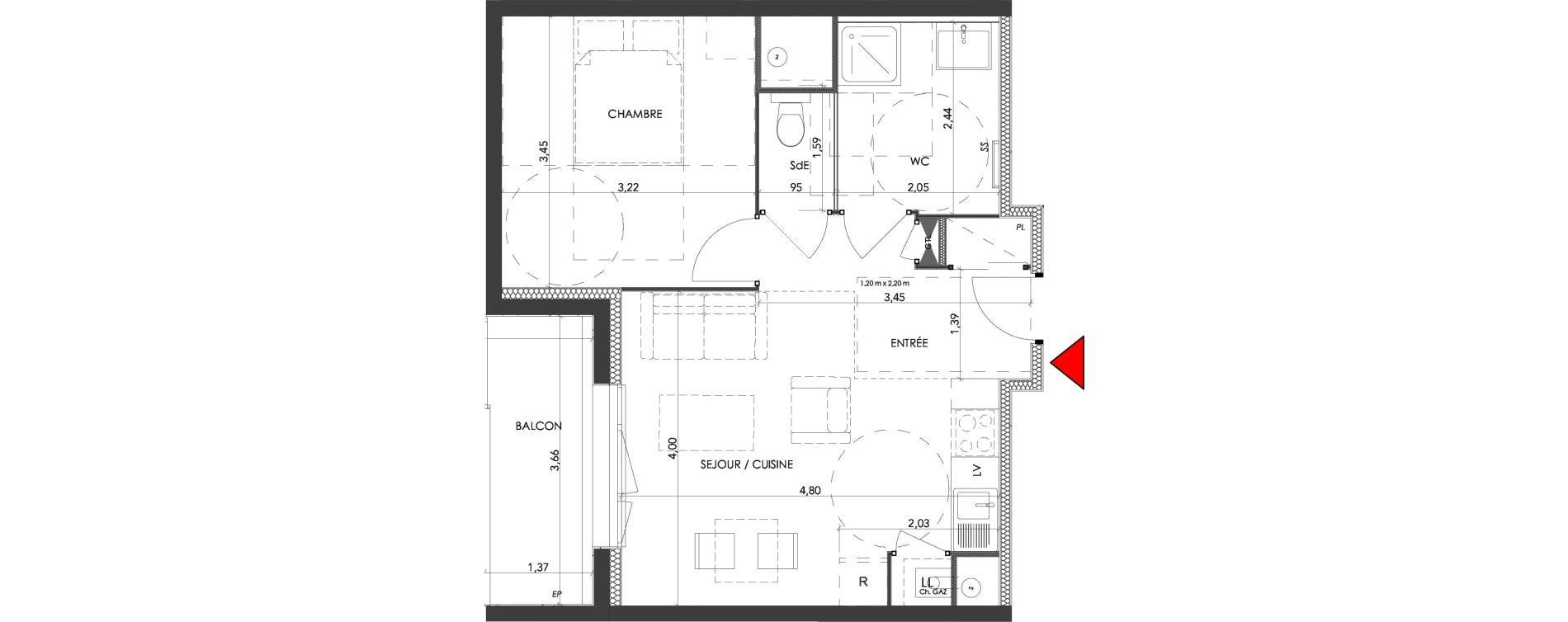 Appartement T2 de 39,89 m2 &agrave; Saran Centre