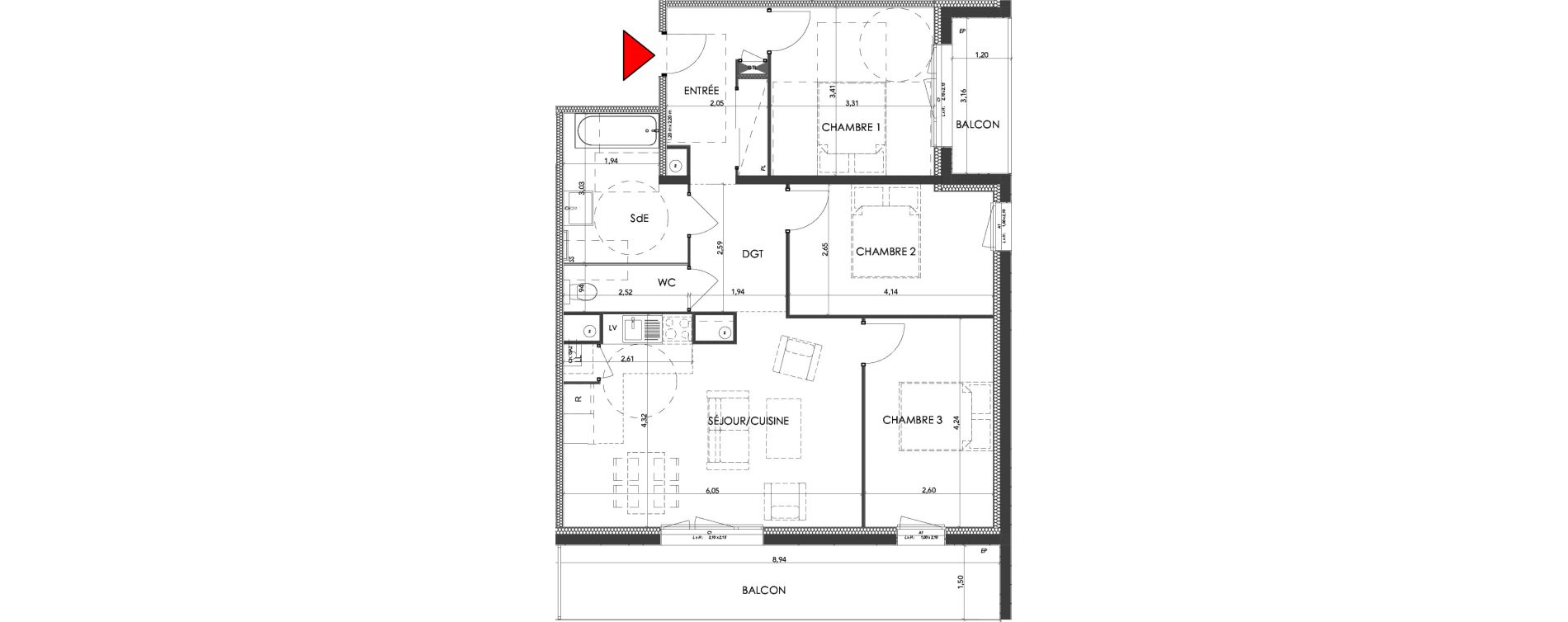 Appartement T4 de 79,17 m2 &agrave; Saran Centre