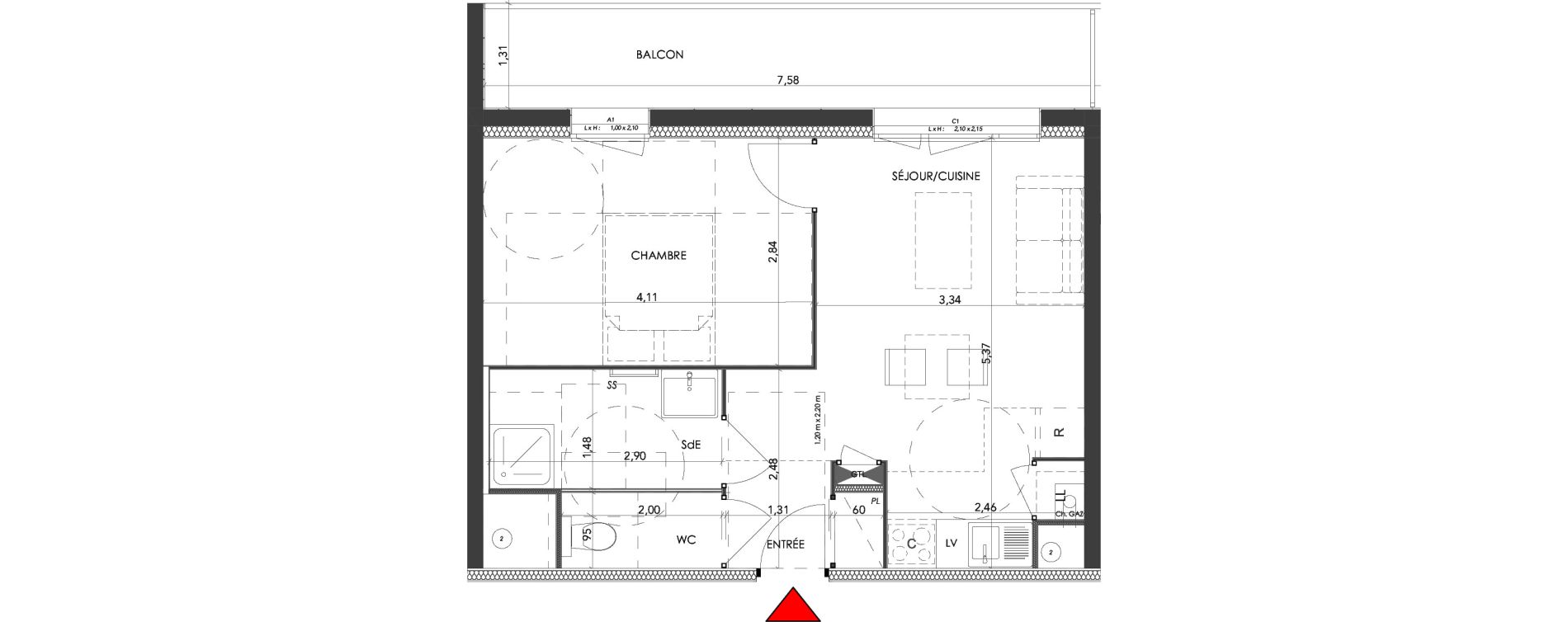 Appartement T2 de 37,90 m2 &agrave; Saran Centre