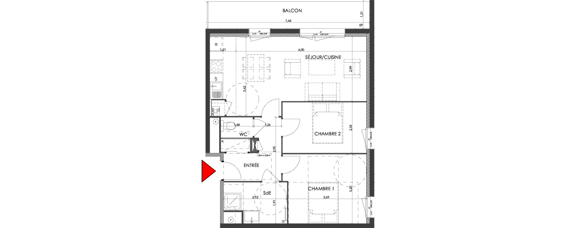 Appartement T3 de 57,38 m2 &agrave; Saran Centre