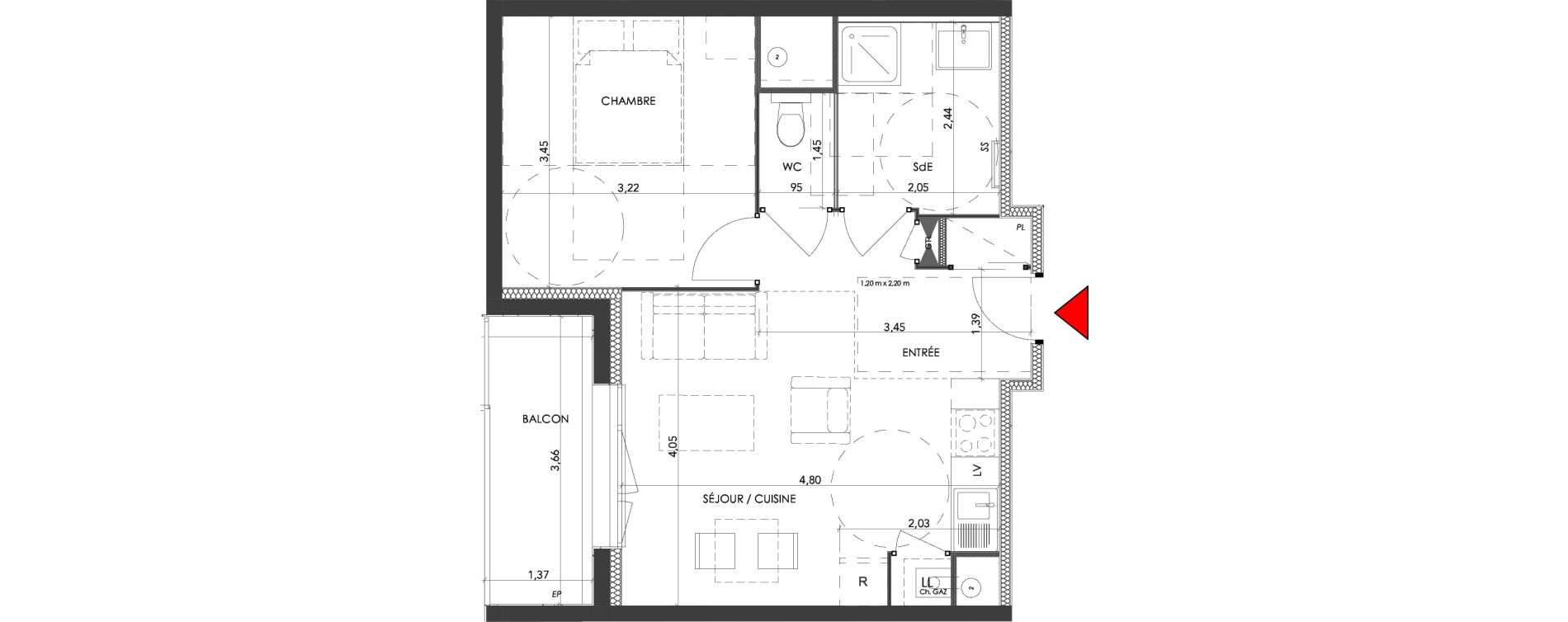 Appartement T2 de 39,83 m2 &agrave; Saran Centre