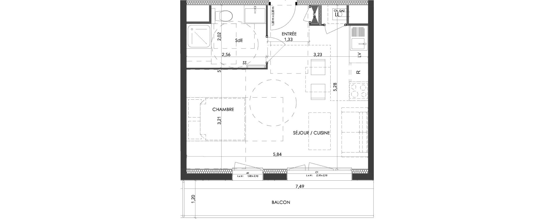 Appartement T1 de 29,40 m2 &agrave; Saran Centre