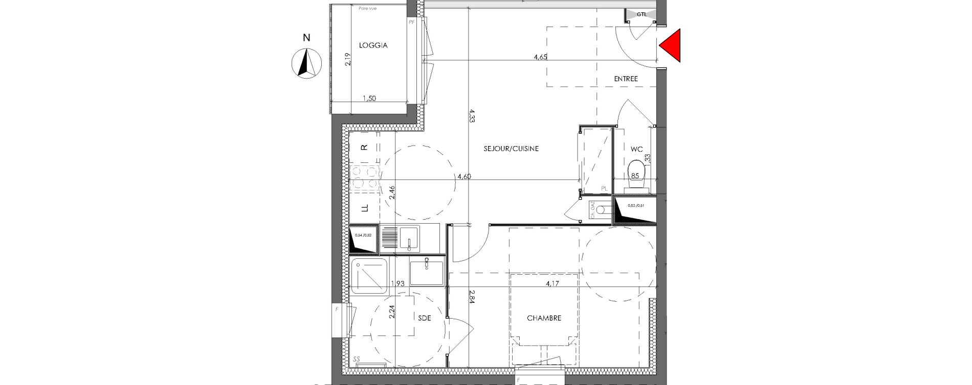 Appartement T2 de 38,81 m2 &agrave; Saran Centre