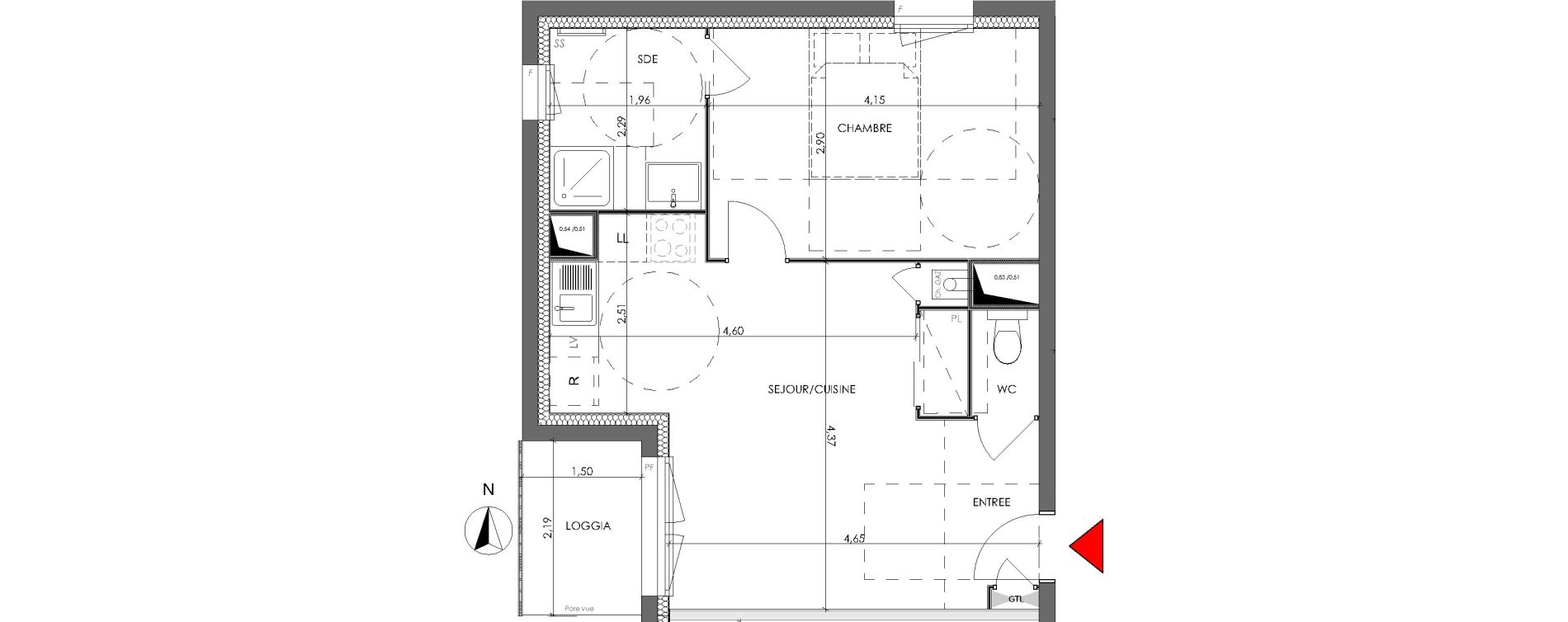Appartement T2 de 39,62 m2 &agrave; Saran Centre