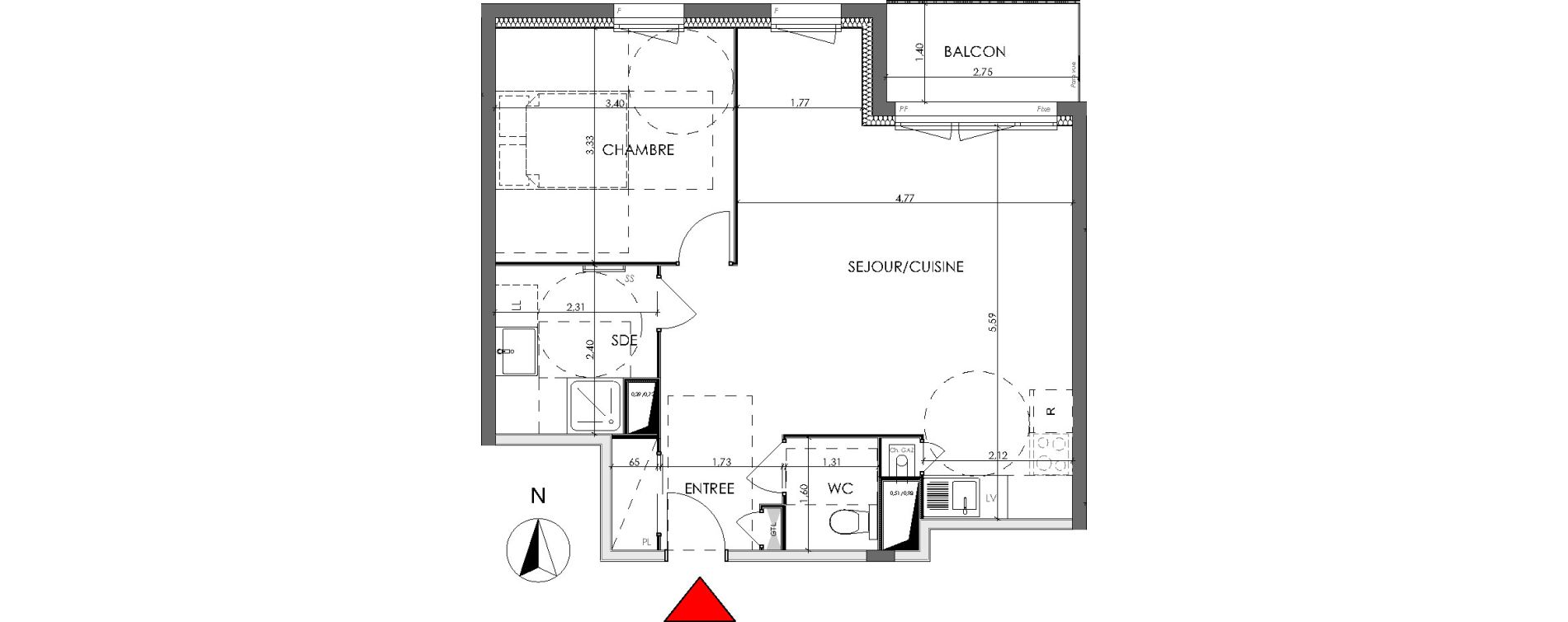 Appartement T2 de 51,26 m2 &agrave; Saran Centre