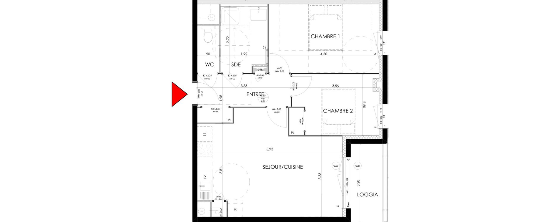 Appartement T3 de 57,41 m2 &agrave; Saran Centre