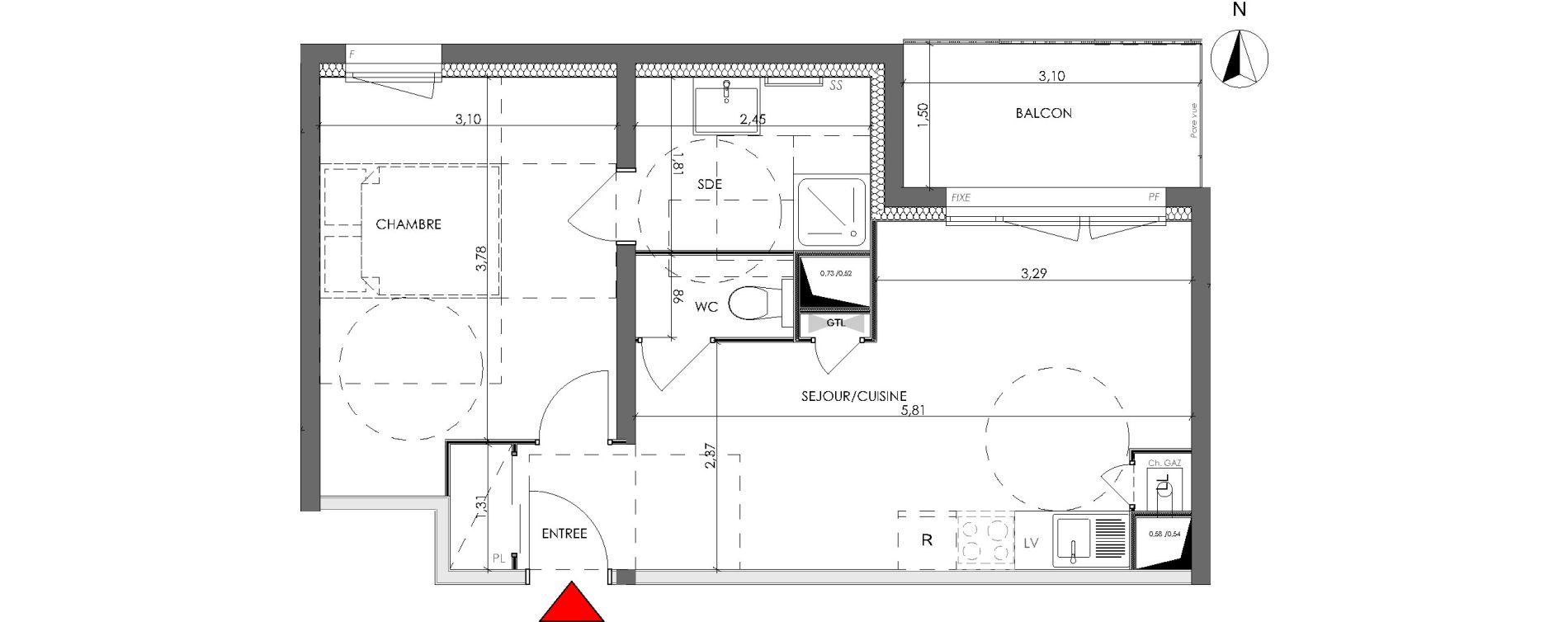 Appartement T2 de 38,42 m2 &agrave; Saran Centre