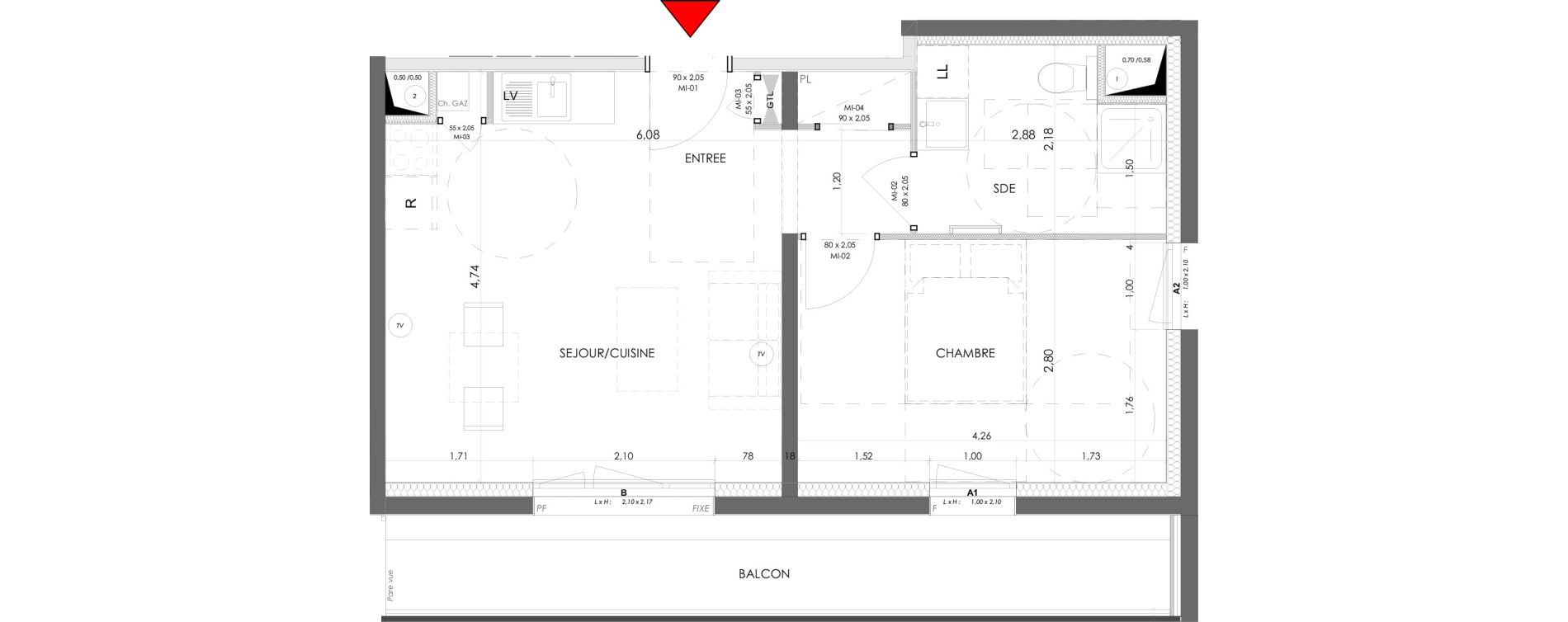 Appartement T2 de 41,52 m2 &agrave; Saran Centre