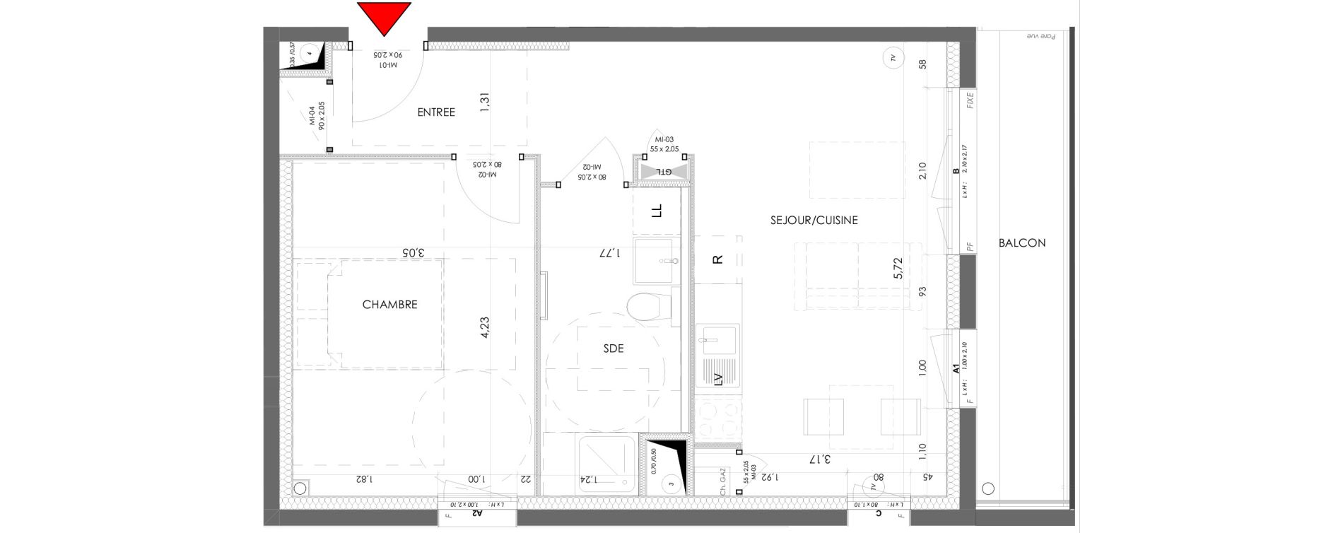 Appartement T2 de 44,59 m2 &agrave; Saran Centre