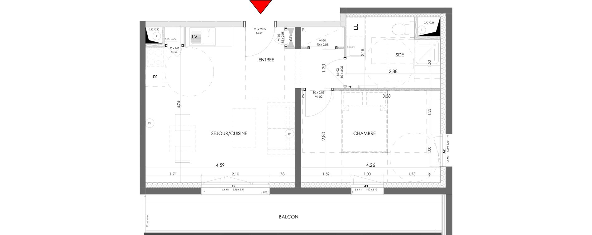 Appartement T2 de 42,00 m2 &agrave; Saran Centre