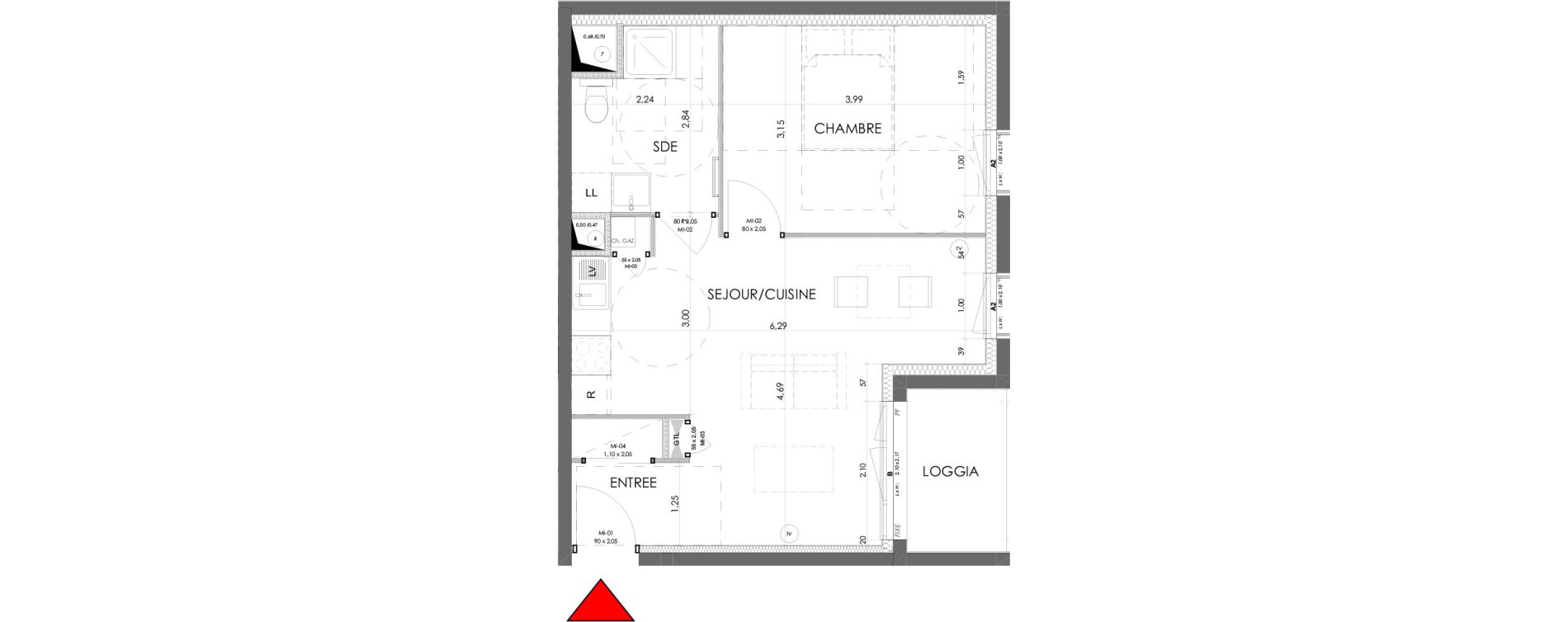 Appartement T2 de 43,38 m2 &agrave; Saran Centre