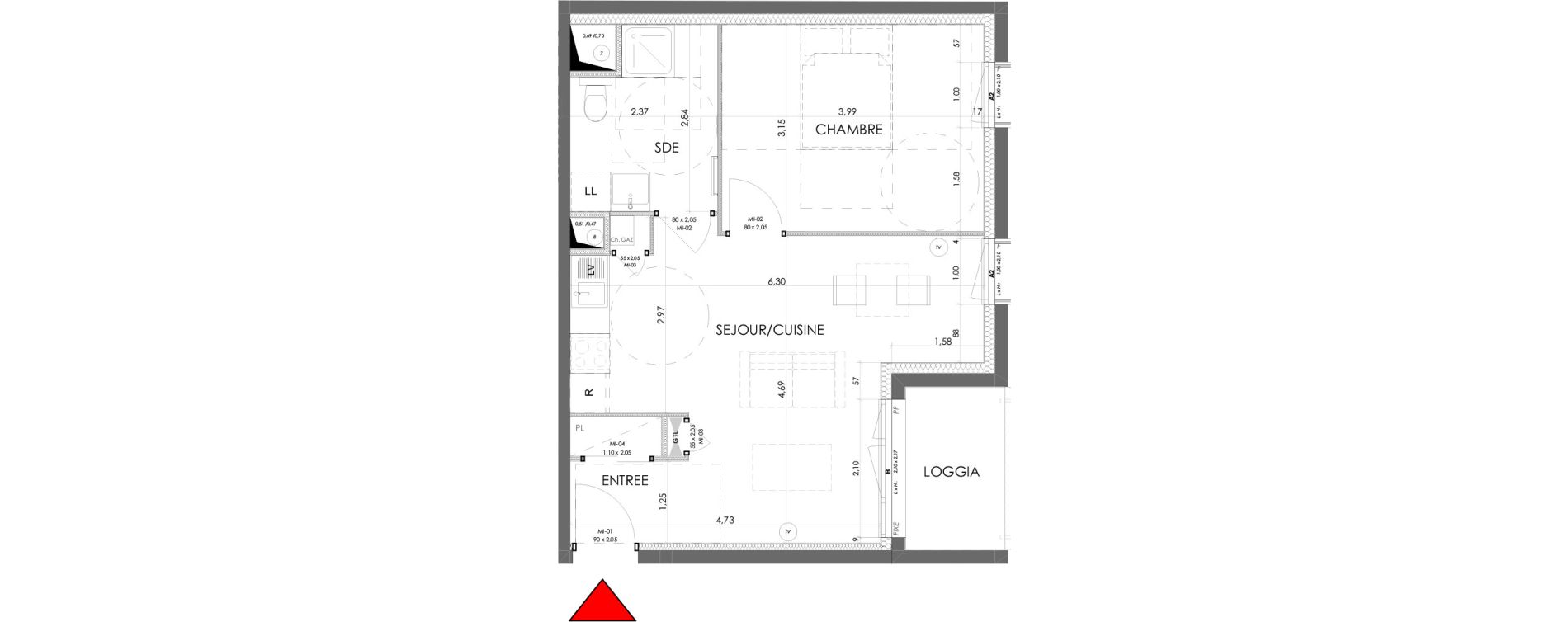 Appartement T2 de 43,42 m2 &agrave; Saran Centre