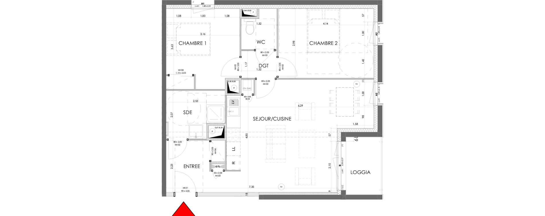 Appartement T3 de 63,17 m2 &agrave; Saran Centre