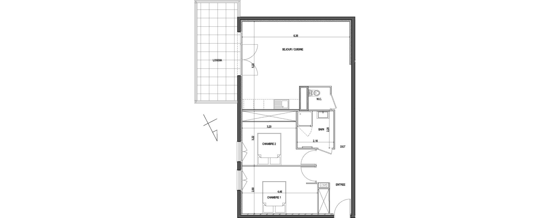 Appartement T3 de 71,20 m2 &agrave; Ajaccio Centre