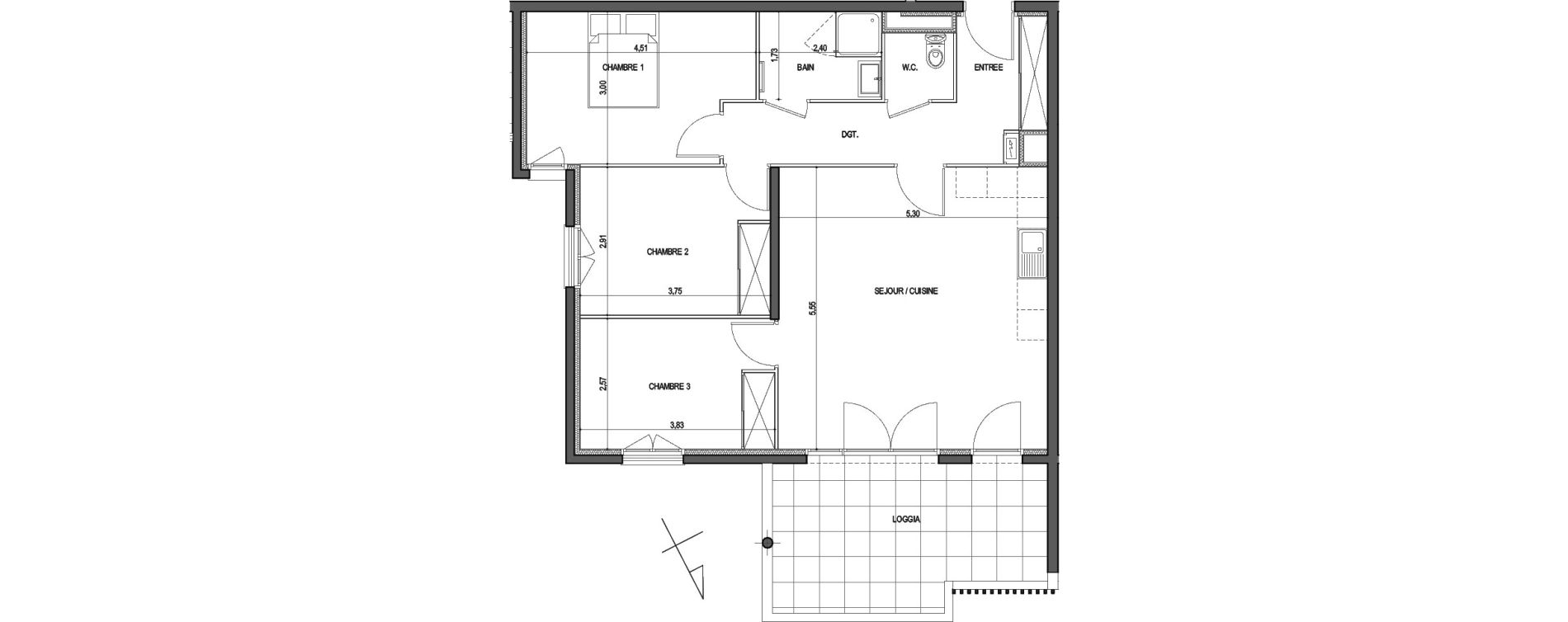 Appartement T4 de 79,05 m2 &agrave; Ajaccio Centre