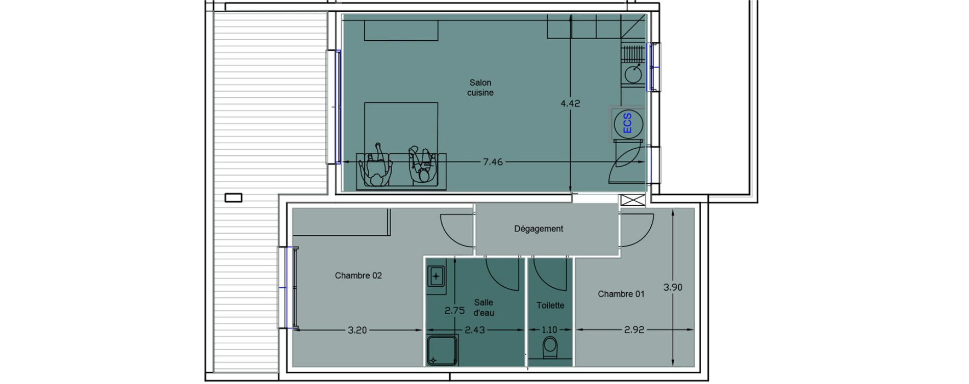 Appartement T3 de 70,42 m2 &agrave; Ajaccio Suartello