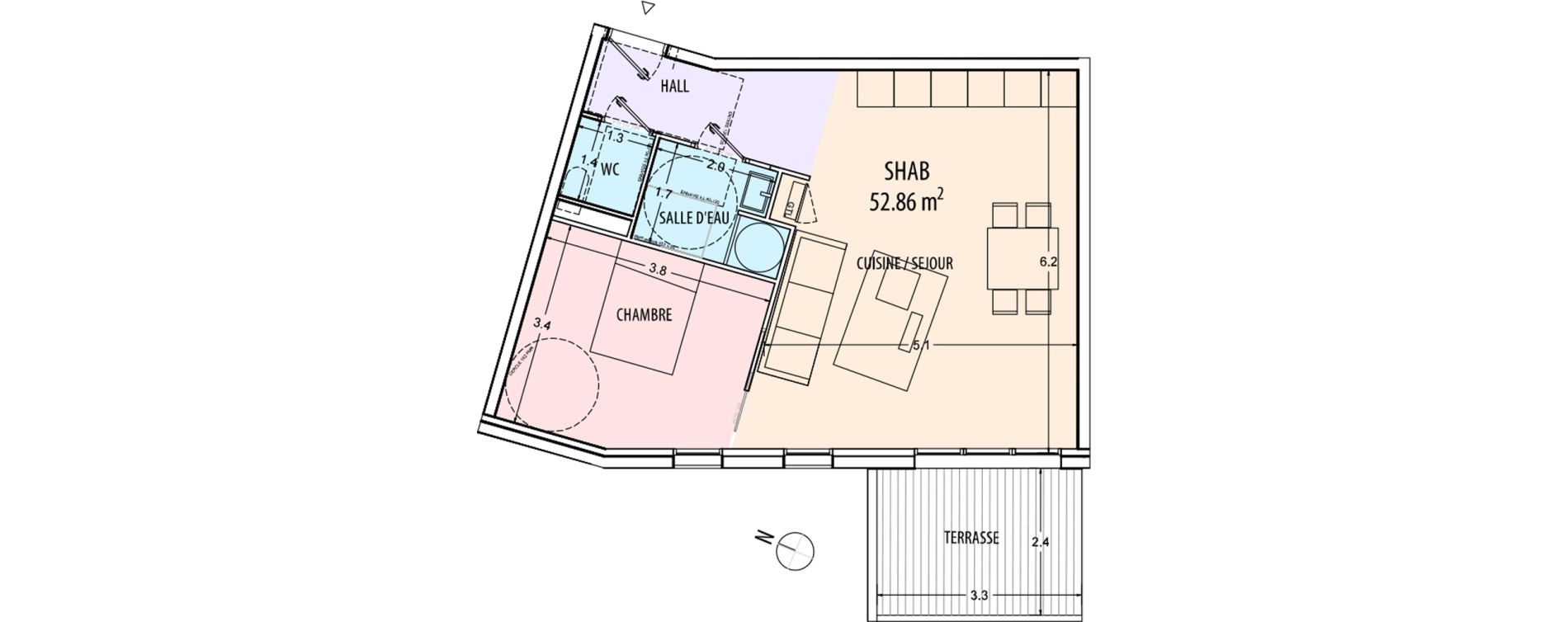 Appartement T2 de 52,86 m2 à Ajaccio Centre