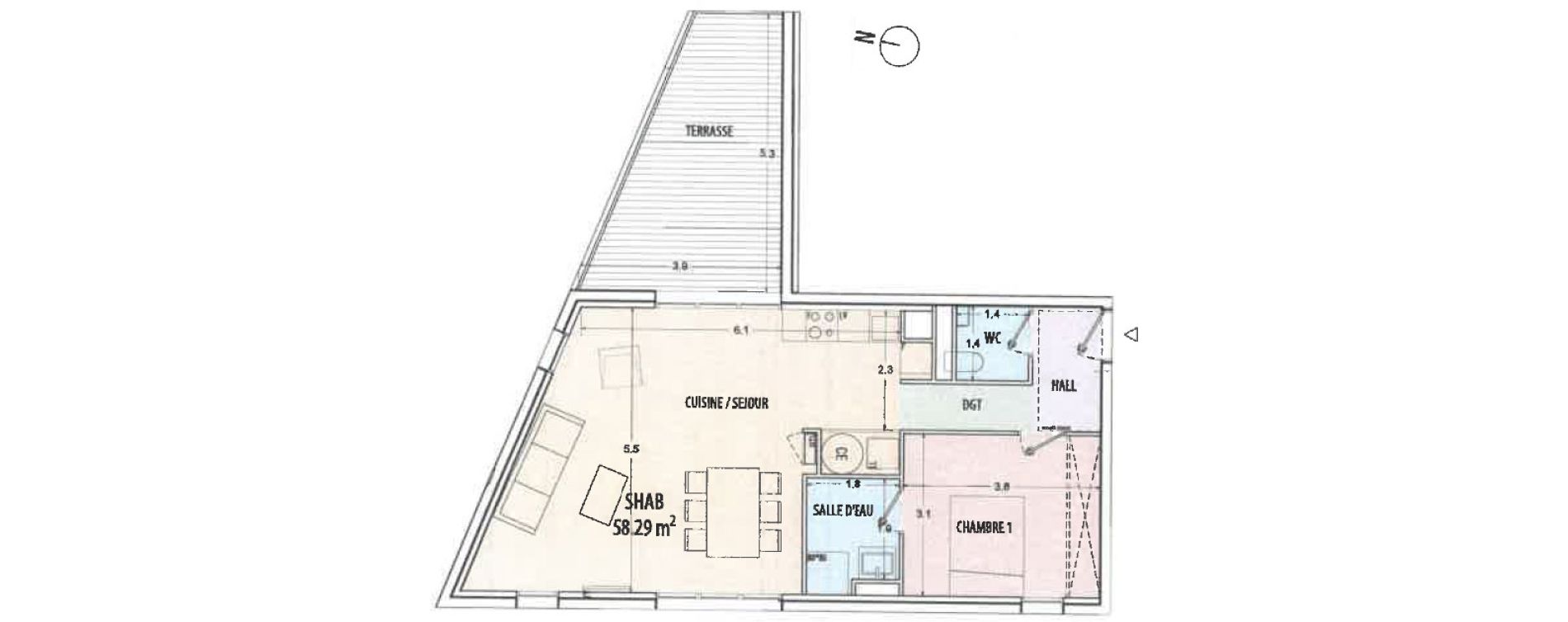 Appartement T2 de 58,00 m2 &agrave; Ajaccio Centre