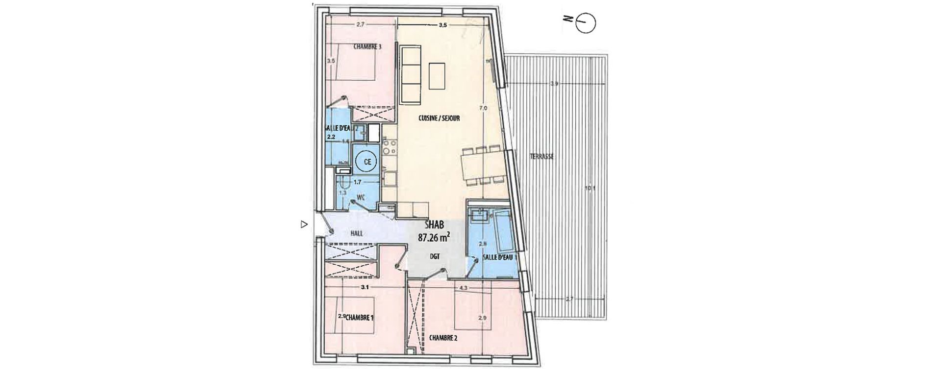 Appartement T4 de 87,26 m2 &agrave; Ajaccio Centre