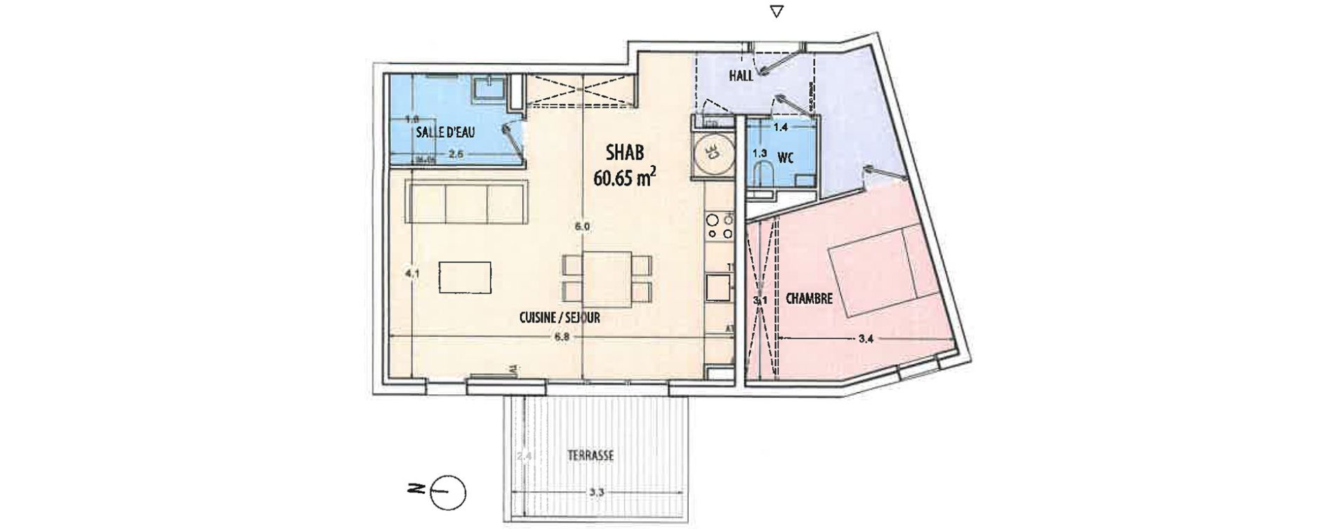 Appartement T2 de 60,65 m2 &agrave; Ajaccio Centre