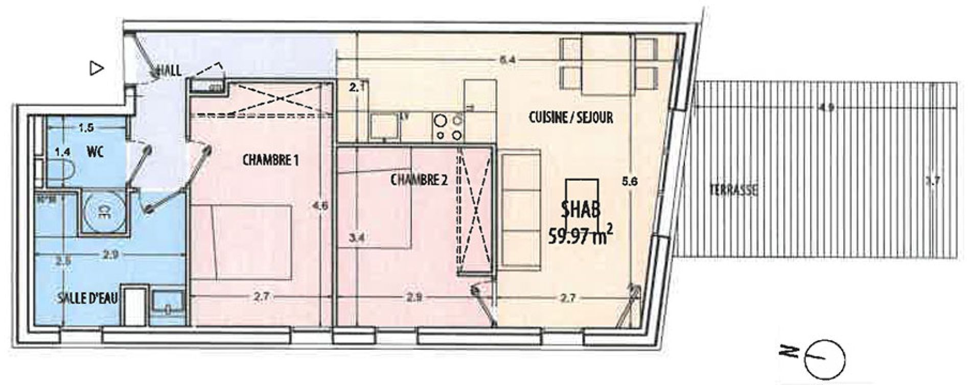 Appartement T3 de 59,97 m2 &agrave; Ajaccio Centre