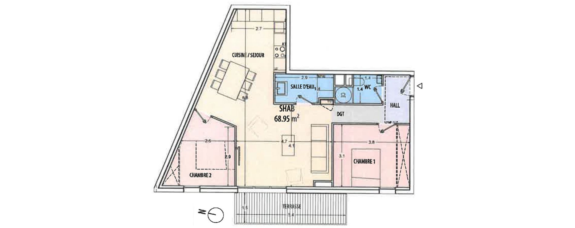 Appartement T3 de 68,95 m2 &agrave; Ajaccio Centre