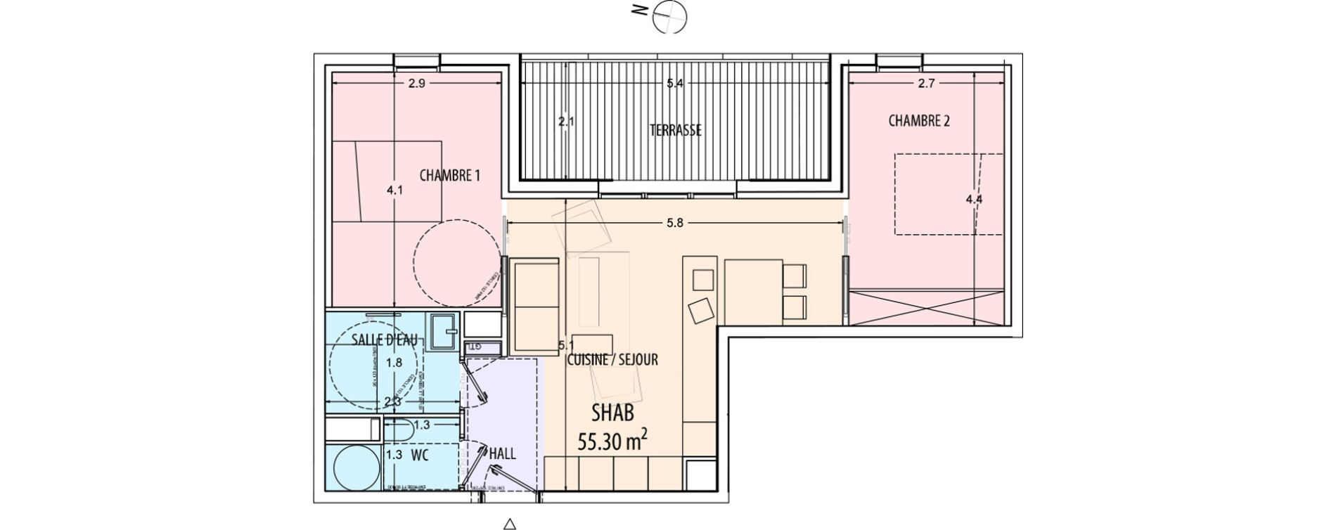 Appartement T2 de 55,30 m2 à Ajaccio Centre