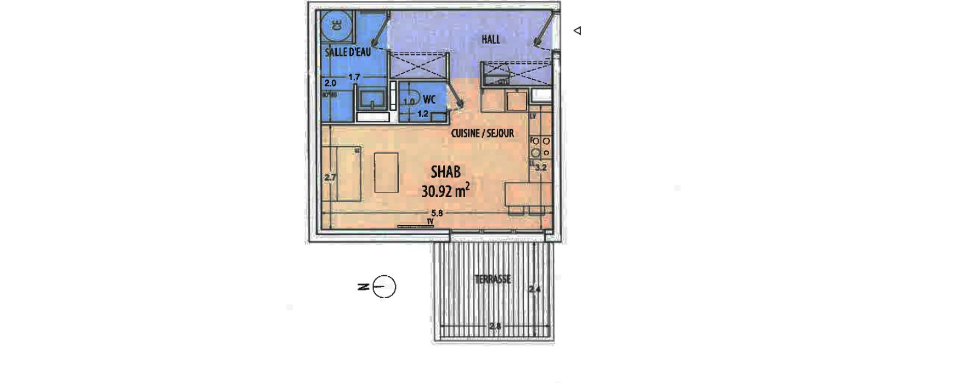 Appartement T1 de 30,92 m2 &agrave; Ajaccio Centre